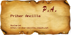 Priher Ancilla névjegykártya
